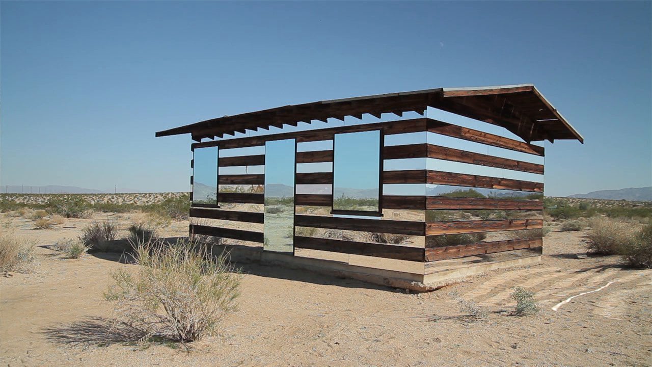 Lucid Stead by Phillip K. Smith III, one of the featured artists of Desert X, a three-month exhibition featuring site-specific installations.