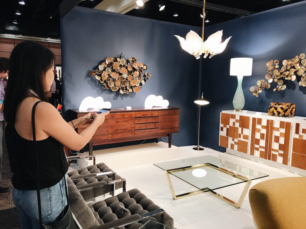 #PSModSquad Joanne Pio taking photos at the Palm Springs Modernism Show & Sale Preview Party