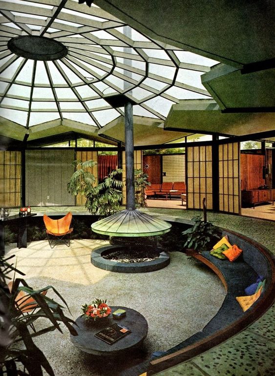 mid century modern sunken living room